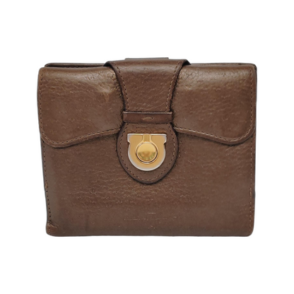 FERRAGAMO Brown Cowhide Wallet Golden hardware-(SKU)-943612339
