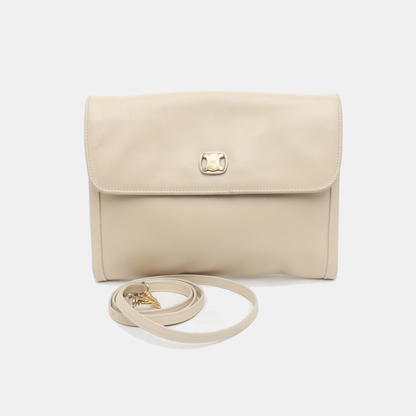 CELINE Beige Cowhide Triumph Crossbody Shoulder Bag Golden hardware Removable shoulder strap-(SKU)-935277558
