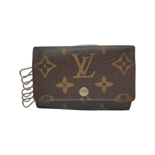 LOUIS VUITTON PORTE MONNAIE Brown Coated Canvas Monogram Key Bag Golden hardware-(SKU)-943902302