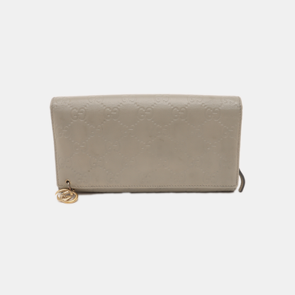 GUCCI Microguccissima Light Gray Cowhide Vintage Embossed Wallet Golden hardware-(SKU)-14418012