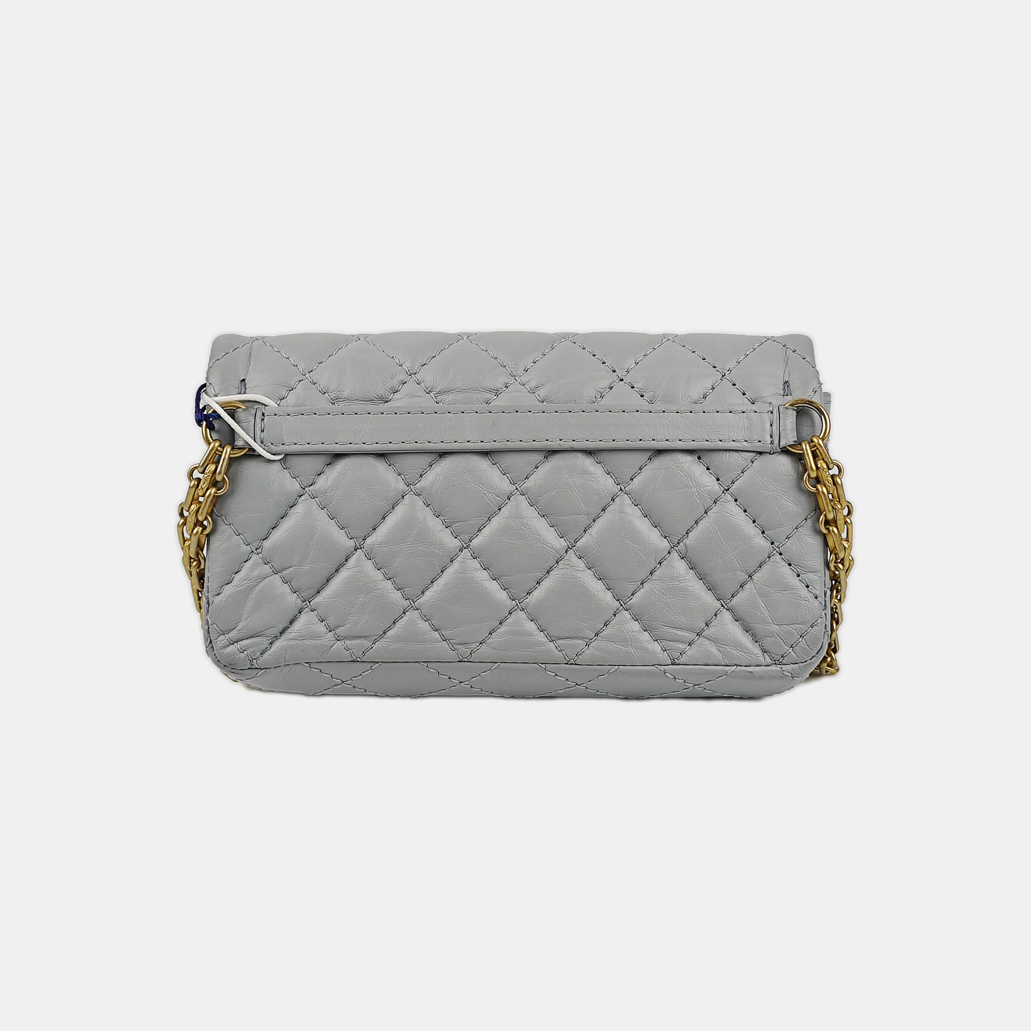 CHANEL 2.55 Blue Calfskin Quilted Intrecciato Fanny Pack, Crossbody Bag, Shoulder Bag, Golden Hardware, 27 Clasp-(SKU)-937072296