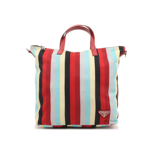 PRADA Tote bag Multicolor Fabric Single Shoulder Bag Handbag Crossbody Bag Silver Hardware Removable shoulder strap-(SKU)-938722685