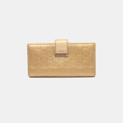 GUCCI Signature金色牛皮老花,压纹钱包-(SKU)-13768073