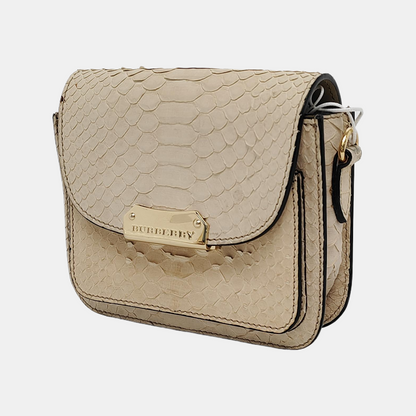BURBERRY Langley Light Gray Leather Snake Pattern Single Shoulder Bag Crossbody Bag Golden hardware Removable shoulder strap-(SKU)-945572337