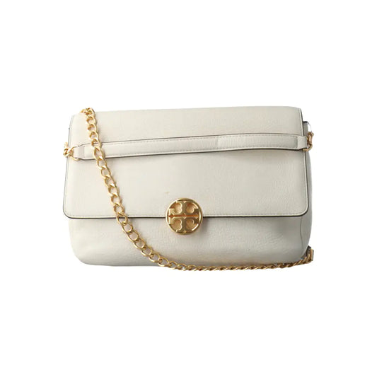 TORY BURCH Chelsea White Leather Crossbody Shoulder Bag Handbag Golden hardware-(SKU)-937687328