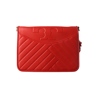 TORY BURCH Fleming Small size Red Cowhide Quilted Shoulder Bag Crossbody Golden hardware Removable shoulder strap-(SKU)-14425470