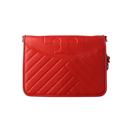 TORY BURCH Fleming Small size Red Cowhide Quilted Shoulder Bag Crossbody Golden hardware Removable shoulder strap-(SKU)-14425470