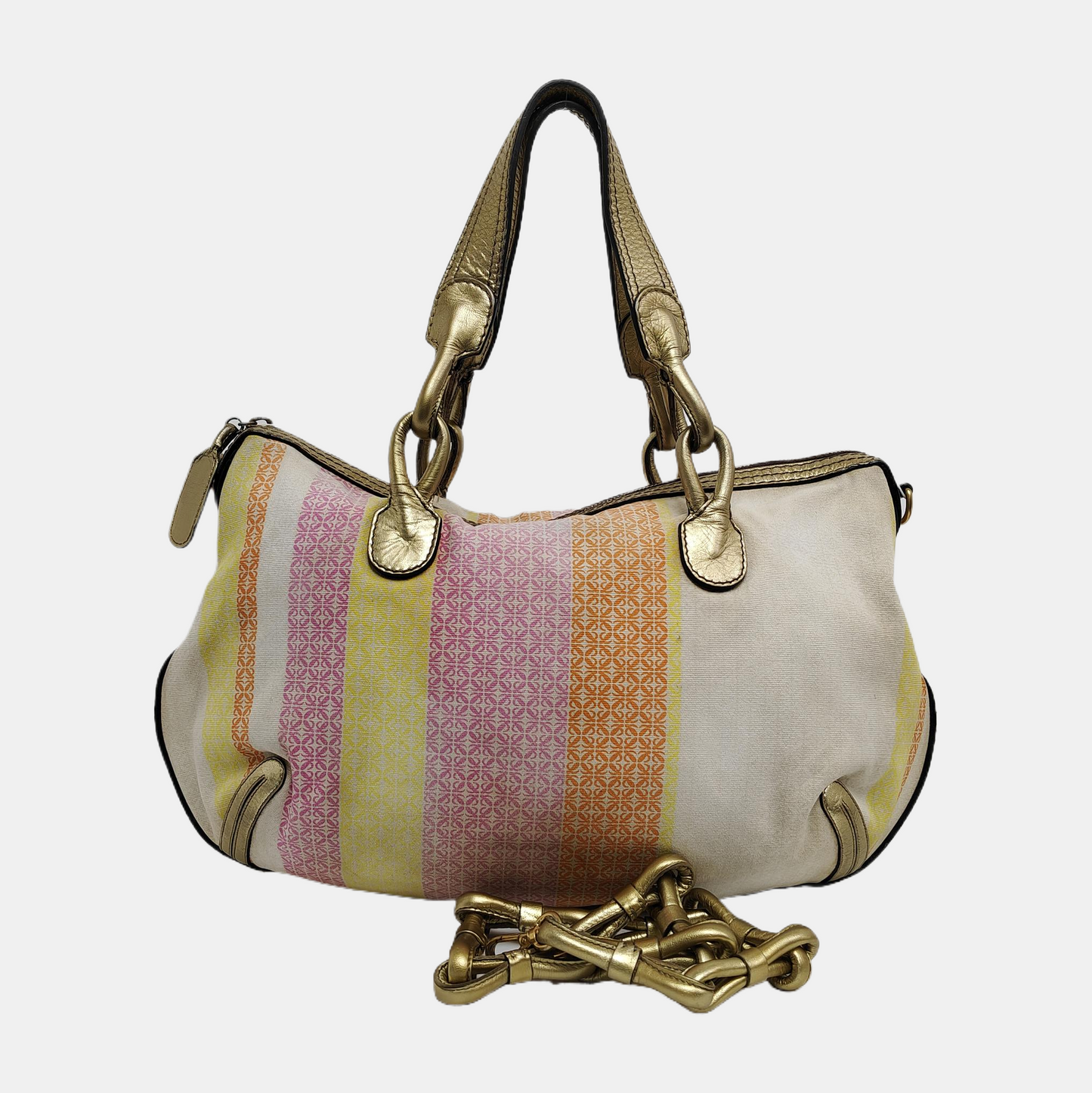 LOEWE Multicolor Canvas Floral Single Shoulder Bag Handbag Golden hardware Removable shoulder strap-(SKU)-942450620
