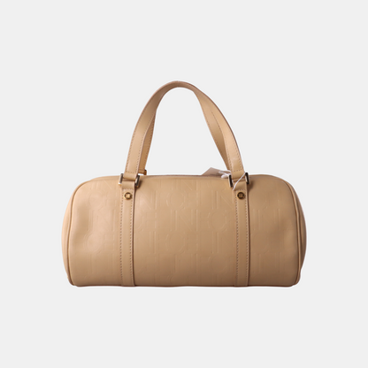 CELINE Beige Leather Embossed Handbag Golden hardware-(SKU)-14139543