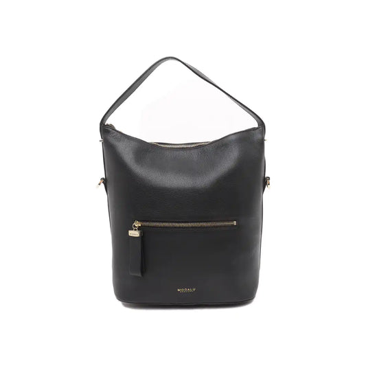 MODALU Bucket bag Black Leather Single Shoulder Bag Handbag Crossbody Golden hardware Removable shoulder strap-(SKU)-14487317