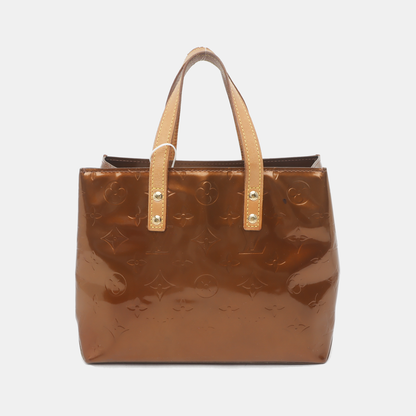 LOUIS VUITTON READE Small size Brown Patent Leather Embossed Handbag Golden hardware-(SKU)-936181874