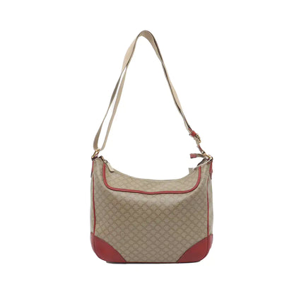 CELINE Khaki Coated Canvas Triumph Grained Shoulder Bag Handbag Golden hardware-(SKU)-936434494