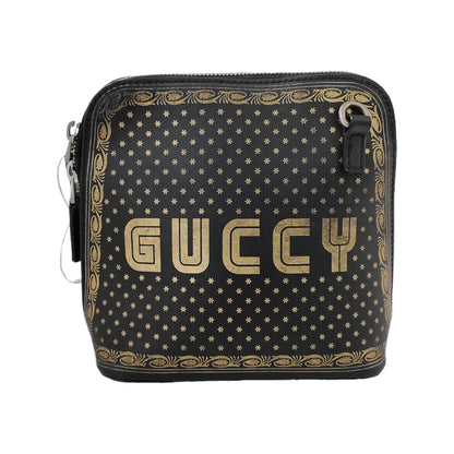 GUCCI Gucci x Sega Black Cowhide Printed Crossbody Bag Single Shoulder Bag Silver Hardware Removable shoulder strap-(SKU)-942931331