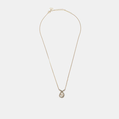 DIOR Dior Oblique Golden Alloy Artificial Diamond Encrusted Necklace Length45cm-(SKU)-941361795