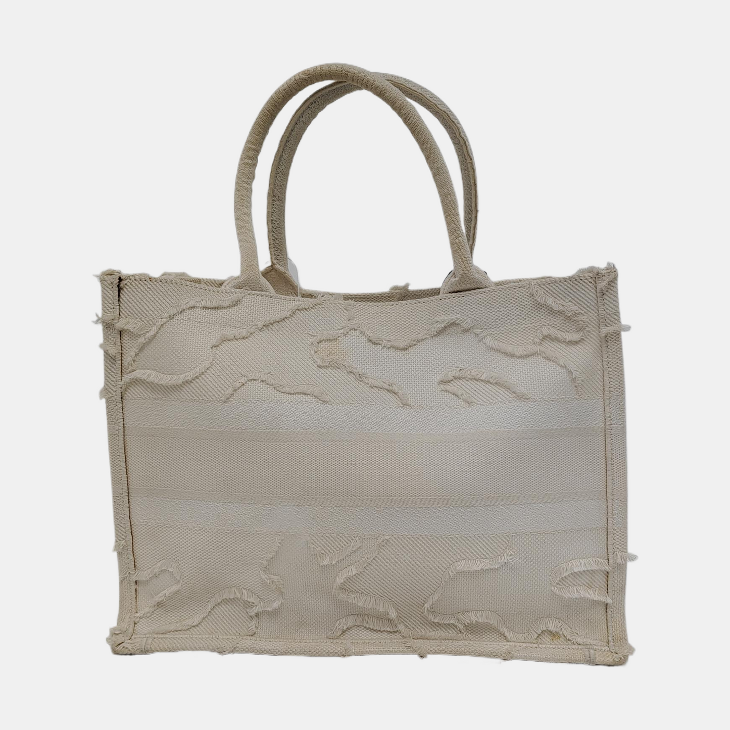 DIOR Book Tote Medium White Canvas Embroidered Tote Bag-(SKU)-945787437
