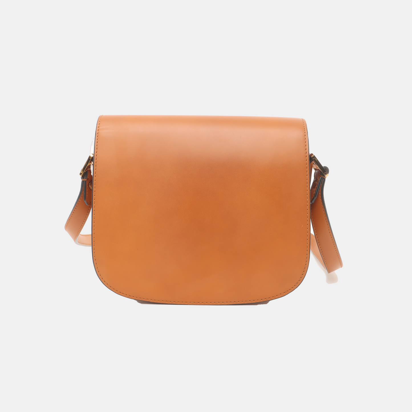 MCM PATRICIA Small size Brown Leather Bay Leaf Buckle Single Shoulder Bag Crossbody Bag Golden hardware-(SKU)-939142575