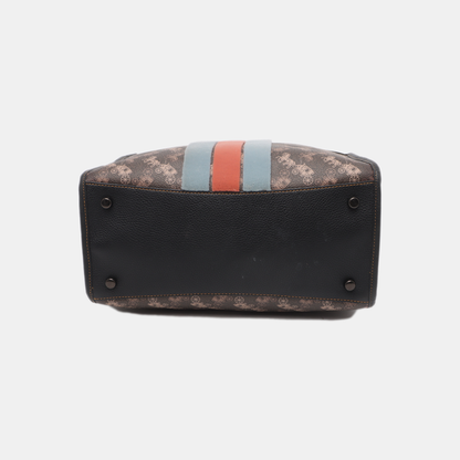 COACH FIELD Brown Coated Canvas Printed Carriage Single Shoulder Bag Crossbody Handbag Black hardware Pouch detachable shoulder strap-(SKU)-14243467