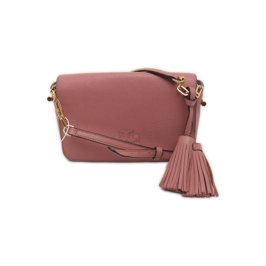 TORY BURCH Thea Red Bean Color Leather Quilted Fringe Single Shoulder Bag Crossbody Bag Golden hardware-(SKU)-938683728