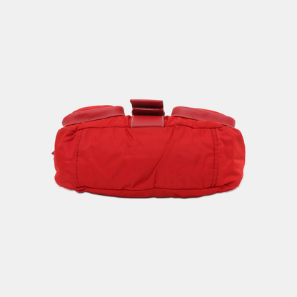 PRADA Red Nylon Single Shoulder Bag Silver Hardware Removable shoulder strap-(SKU)-939884646