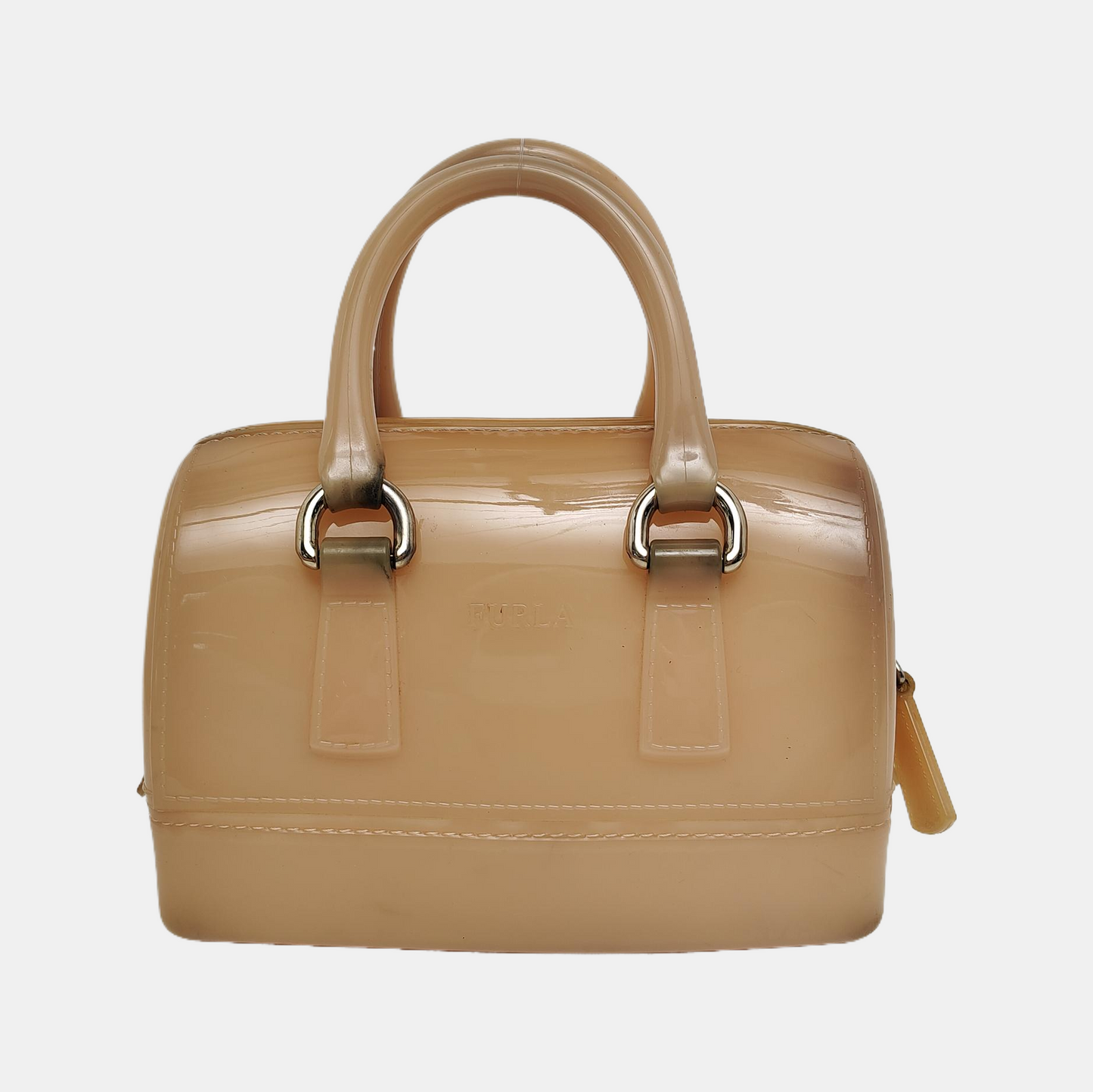 FURLA Candy mini Beige Special Material Crossbody Handbag Single Shoulder Bag Golden hardware Removable shoulder strap-(SKU)-940910047