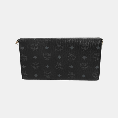 MCM Black Coated Canvas Monogram Crossbody Bag Single Shoulder Bag Silver Hardware Removable shoulder strap-(SKU)-941692288
