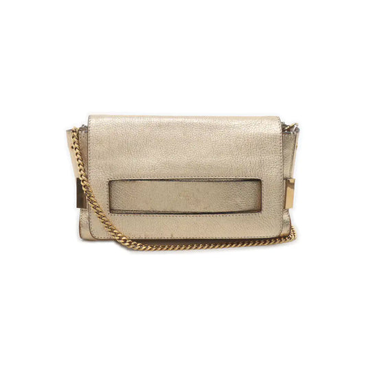 Chloé Elle Golden Leather Shoulder Bag, Crossbody Bag Golden hardware Removable shoulder strap-(SKU)-936942070