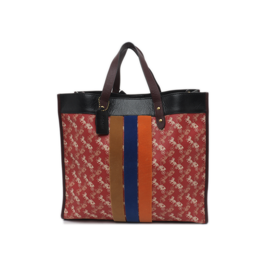 COACH FIELD Red Coated Canvas Carriage Single Shoulder Bag Crossbody Bag Handbag Golden hardware Pouch detachable shoulder strap-(SKU)-14243470
