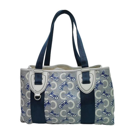CELINE Tote bag Light gray coated canvas floral single shoulder bag handbag Silver Hardware-(SKU)-941849748