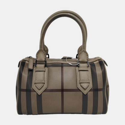 BURBERRY Gray coated canvas handbag, crossbody bag Silver Hardware-(SKU)-945698087