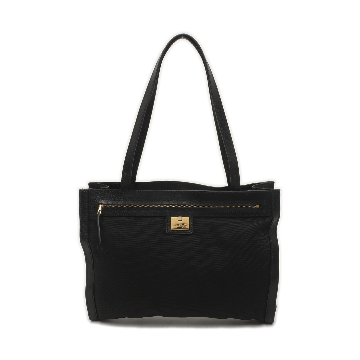 FERRAGAMO Tote bag Black Fabric Single Shoulder Bag Golden hardware-(SKU)-935409677