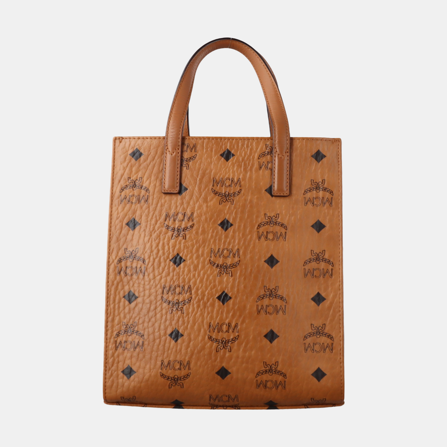 MCM KLASSIK mini Cognac Coated Canvas Monogram Single Shoulder Bag Golden hardware Removable shoulder strap-(SKU)-14432552