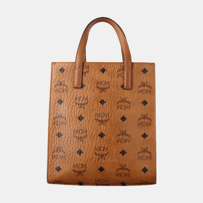 MCM KLASSIK mini Cognac Coated Canvas Monogram Single Shoulder Bag Golden hardware Removable shoulder strap-(SKU)-14432552