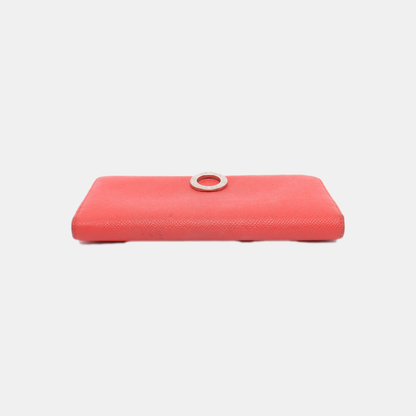 BVLGARI BVLGARI Red Leather Wallet Silver Hardware-(SKU)-13502847