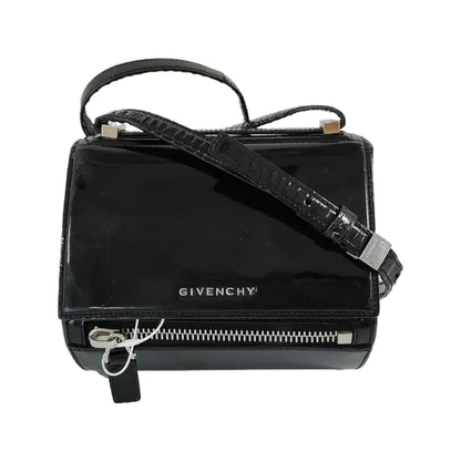 GIVENCHY Pandora Black Leather Crossbody Bag Single Shoulder Bag Silver Hardware Removable shoulder strap-(SKU)-946136707