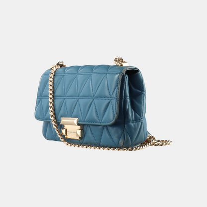 MICHAEL KORS Sloan Small size Blue Cowhide Quilted Crossbody Bag Single Shoulder Bag Golden hardware-(SKU)-12438263