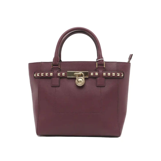 MICHAEL KORS Hamilton Fuchsia Red Calfskin Studs Single Shoulder Crossbody Bag Golden hardware Removable shoulder strap-(SKU)-939155071