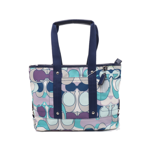 COACH Tote bag Multicolor Nylon Printed Studs Shoulder Bag Handbag Silver Hardware Removable shoulder strap-(SKU)-939946871