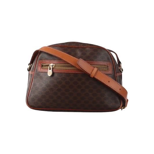 CELINE Brown Coated Canvas Triumph Gate Single Shoulder Crossbody Bag Golden hardware-(SKU)-14339227