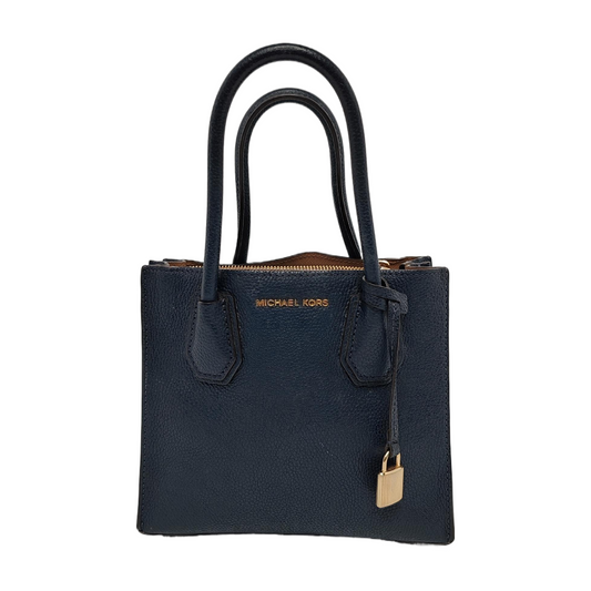 MICHAEL KORS Mercer Medium size Dark Blue Cowhide Embossed Single Shoulder Bag Handbag Crossbody Bag Golden hardware Removable shoulder strap-(SKU)-940019872