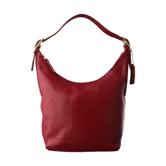 COACH Red Leather Handbag Single Shoulder Bag Golden hardware Removable shoulder strap-(SKU)-934221338