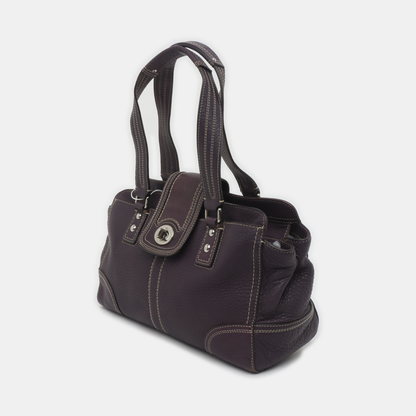 COACH Tote bag Purple Leather Handbag Silver Hardware-(SKU)-938235909