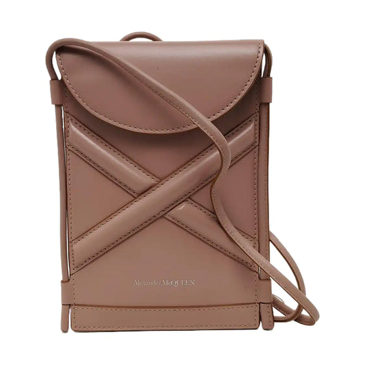 Alexander McQUEEN Curve Micro mini Pink Cowhide Quilted Crossbody Single Shoulder Bag Silver Hardware-(SKU)-941495170