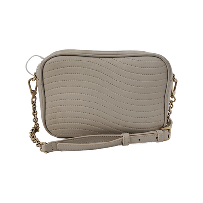 FURLA Camera Bag Light gray leather quilted crossbody single shoulder bag handbag Golden hardware Removable shoulder strap-(SKU)-941201203