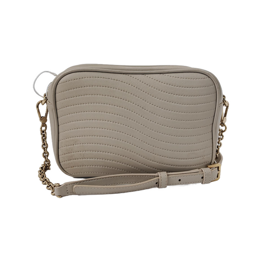FURLA Camera Bag Light gray leather quilted crossbody single shoulder bag handbag Golden hardware Removable shoulder strap-(SKU)-941201203