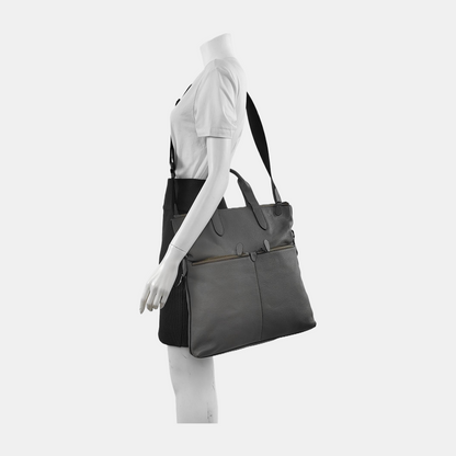 COACH Tote bag Dark Gray Cowhide Single Shoulder Bag Handbag Ruthenium color hardware Removable shoulder strap-(SKU)-942426825