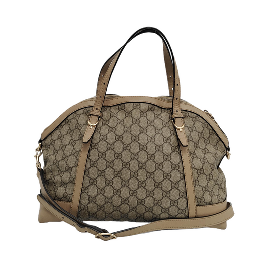 GUCCI GG Supreme Khaki Coated Canvas Monogrammed Single Shoulder Bag Tote Golden hardware Removable shoulder strap-(SKU)-944985050