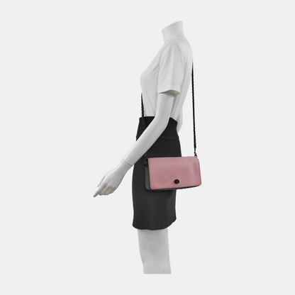 COACH DINKY Pink Cowhide Sling Bag Single Shoulder Bag Black hardware Removable shoulder strap-(SKU)-942643126