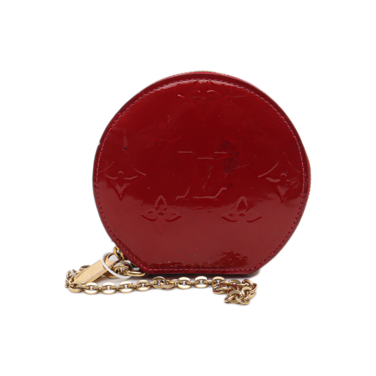 LOUIS VUITTON PORTE MONNAIE COUER Red Patent Leather Monogram Embossed Mini Wallet Golden hardware-(SKU)-14407174