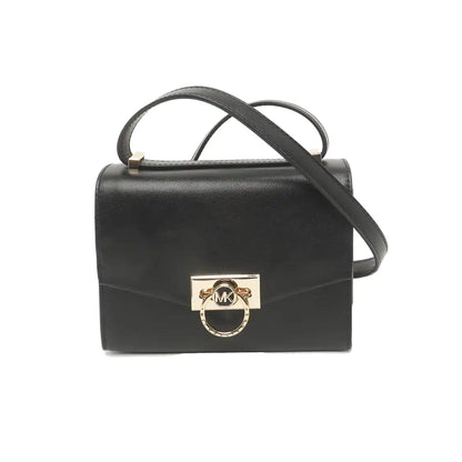 MICHAEL KORS Hendrix Extra Small Black Leather Shoulder Bag Handbag Crossbody Golden hardware Removable shoulder strap-(SKU)-936830255