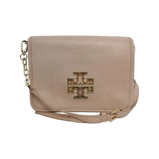TORY BURCH Britten Light Pink Leather Crossbody Bag Single Shoulder Bag Silver Hardware Removable shoulder strap-(SKU)-942795681